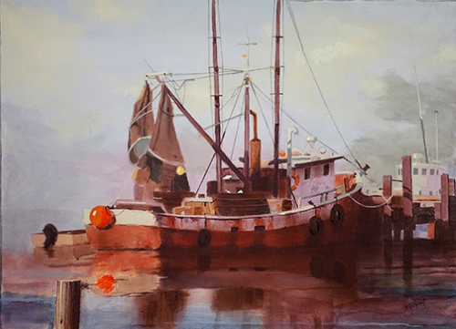 painting of a boat by David L. Hunt