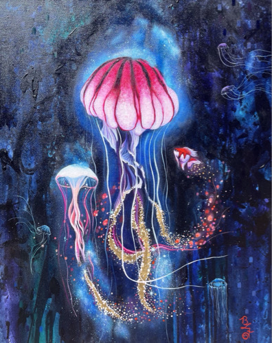 jellyfish painting by Briana Fitzpatrick
