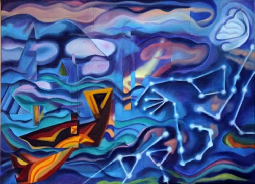 abstract mixed media painting by Lynn Hanley