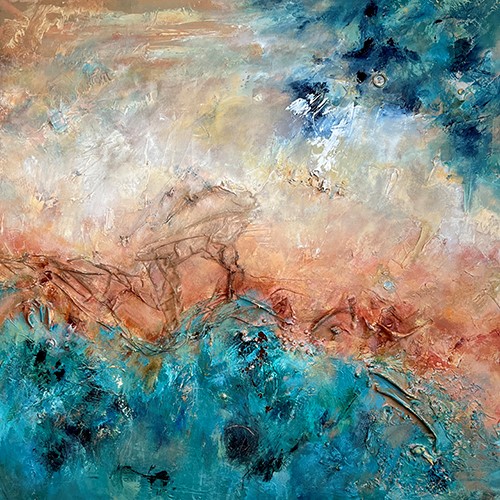 abstract mixed media painting by Harrie Handler