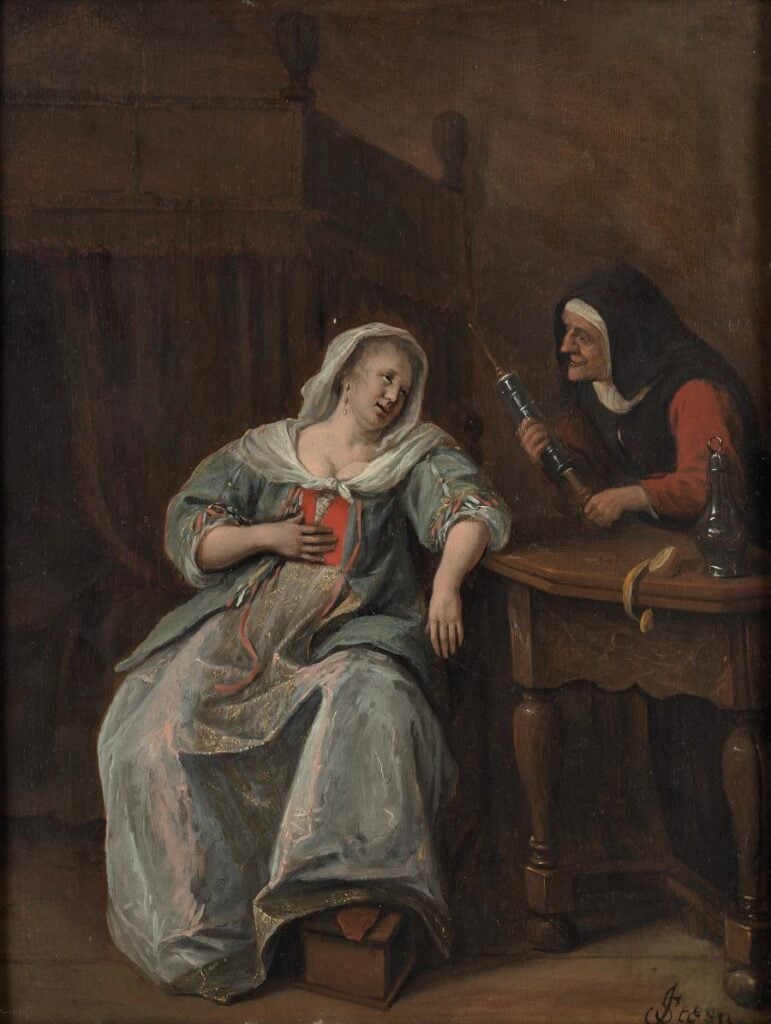 sickness in art: Jan Steen, The Sick Woman, ca 1660, Museum Boijmans van Beuningen, Rotterdam, Netherlands - The Art of Being Sick
