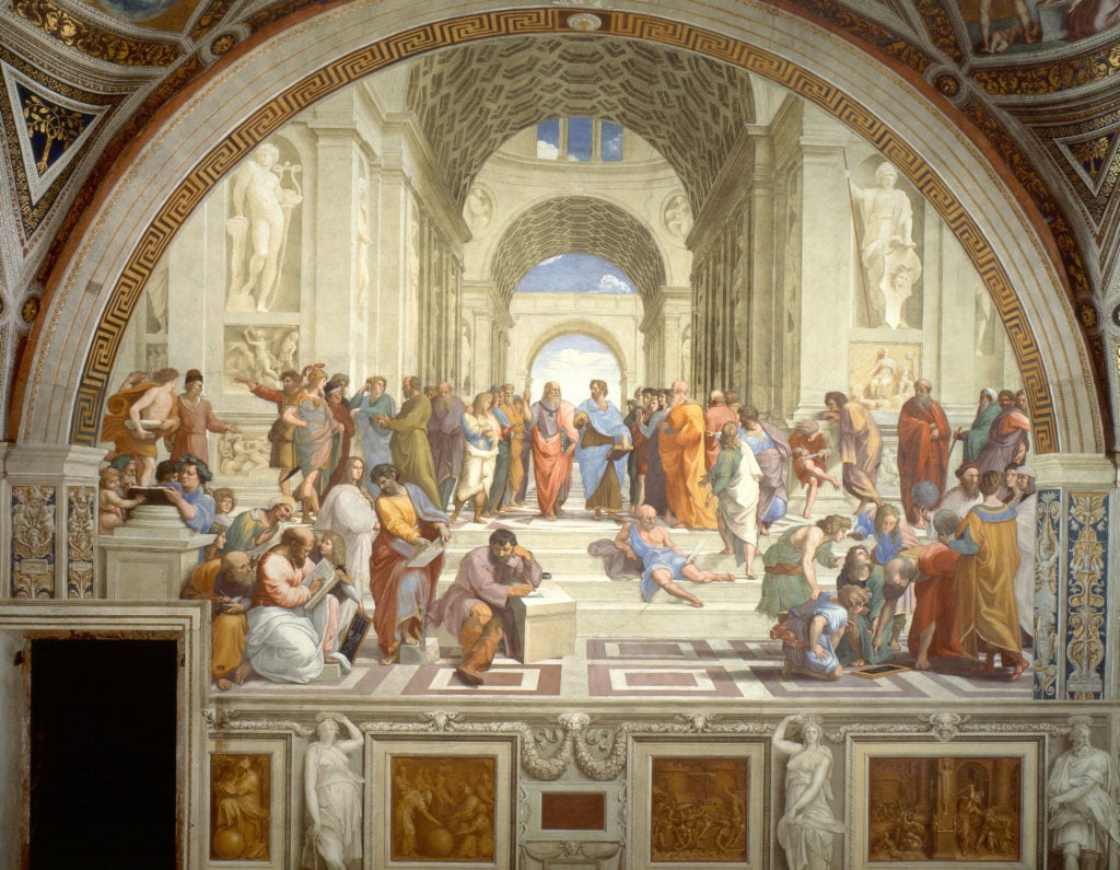 facts about the Pre-Raphaelites: Photograph of Raphael's painting, School of Athens. 