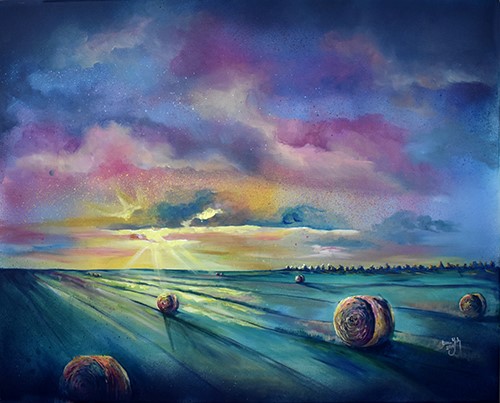 Colorful sunrise painting