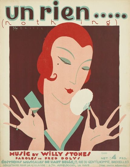 magritte art deco: art deco "Un Rien … (Nothing)," sheet music cover (1925), Éditions Musicales de l'Art Belge, Brussels