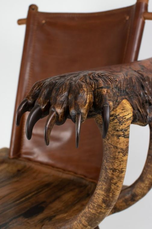 closeup of bear chair with claws