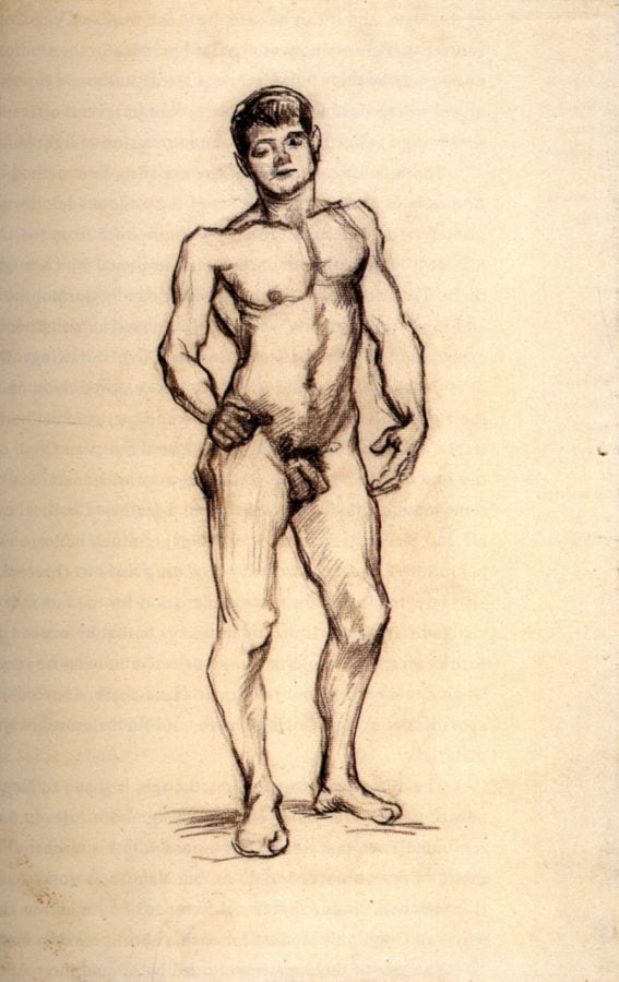 Vincent van Gogh, Standing Male Nude Seen from the Front, c.1886, Van Gogh Museum, Amsterdam, Netherlands, movember male nudes