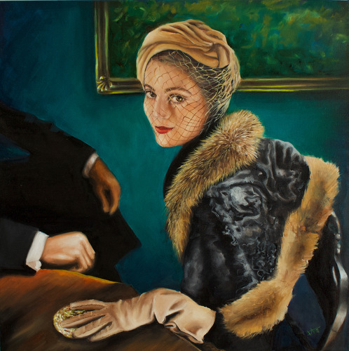 oil painting of a woman on a date