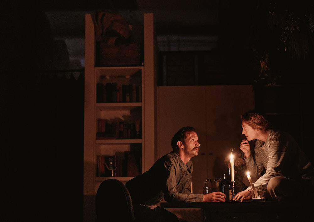 Anton Chekhov&#8217;s Uncle Vanya, 1899, in a production directed by Jack Serio, 2023. Performance view, private loft, New York, June 2023. Astrov (Will Brill) and Sonya (Marin Ireland). All photos: Emilio Madrid.