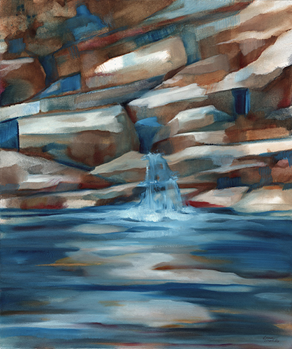 impressionist oil painting of waterfall by Louise Montillio