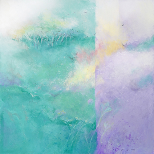 softly colored acrylic abstract painting by Margaret Dobbins