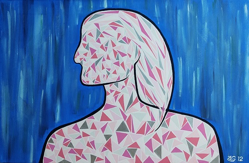 acrylic painting abstract portrait of a woman by Andrea Abler