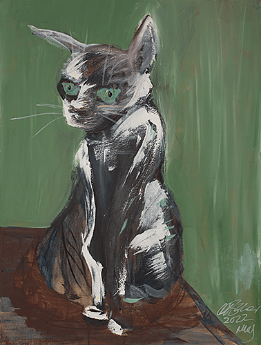 painting of a cat by Michelle Baharier