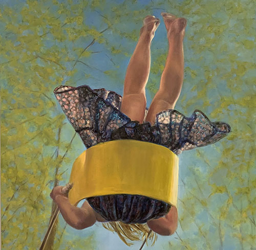 oil painting of a girl on a swing by Sherie Harkins