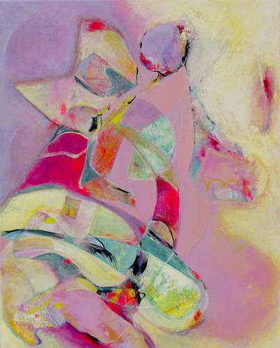 abstract painting in a soft palette by Yasmeen Beyhum