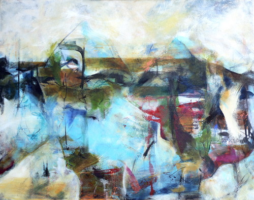 abstract underwater theme painting by Yasmeen Beyhum