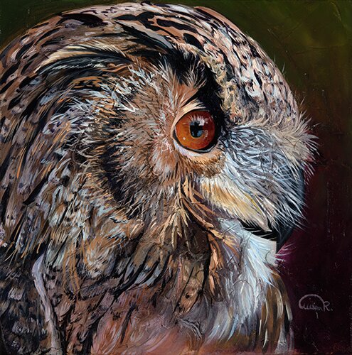 Oil painting of an owl by Allison Richter