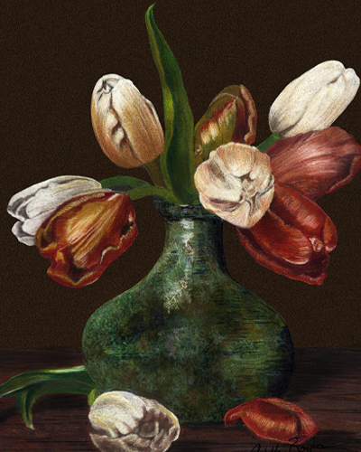 Colored pencil drawing of tulips by Cathy Boytos