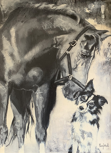 painting of a horse and dog by Mary Luttrell