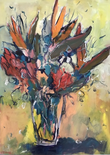 whimsical painting of a summer bouquet by Pauline Gough