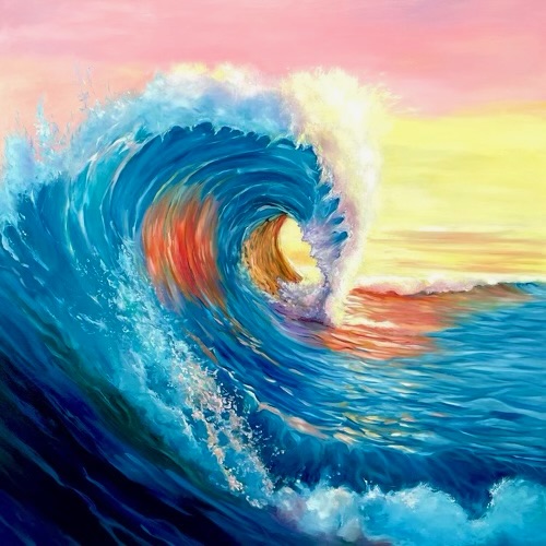 wave painting at sunset by Ying McLane