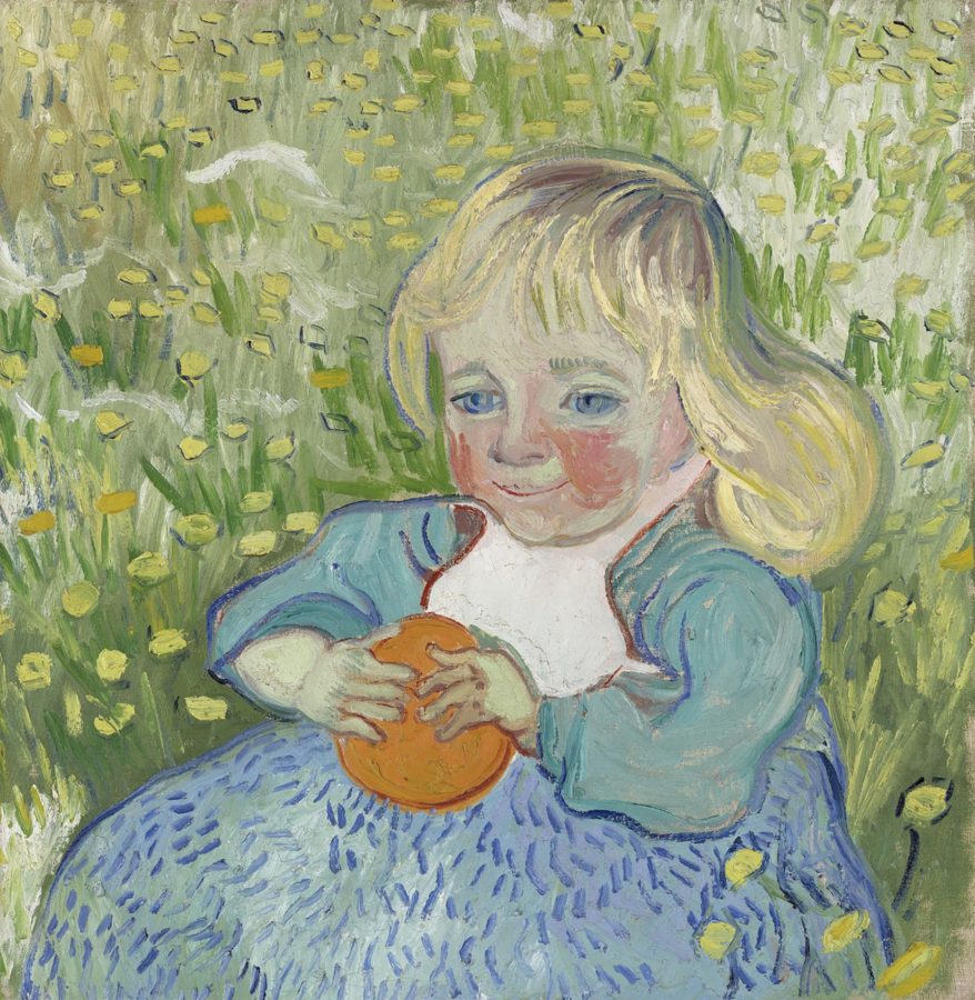 Paintings with oranges: Vincent van Gogh, A Child with Orange, 1890, private collection. Wikimedia Commons (public domain).
