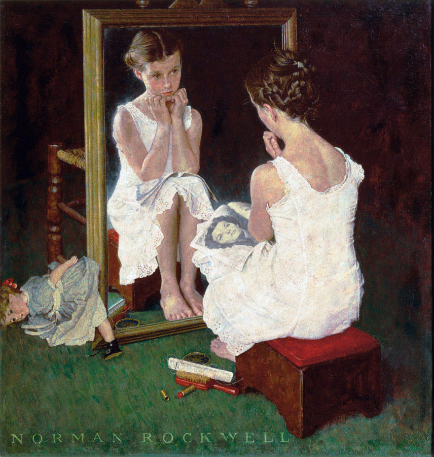 girl at mirror by Norman Rockwell