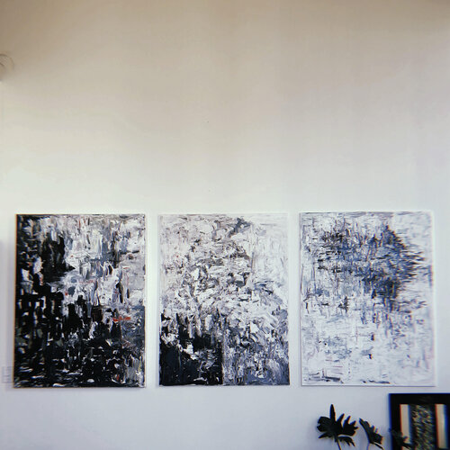 untitled triptych painting by Chelsea Django
