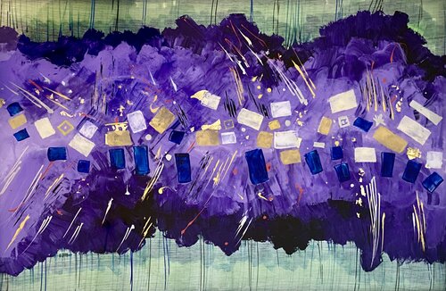 reverse painting on plexiglass purple abstract