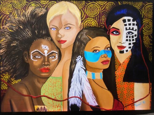 painting of four diverse women by Phyllis Anne Taylor