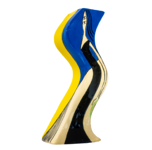 handbuilt Picasso-inspired ceramic vase
