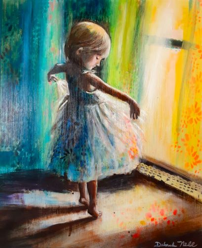Painting of a young girl dancing by Deborah Nell