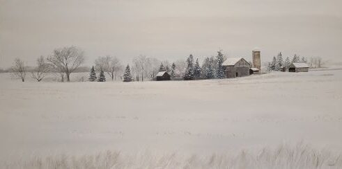 landscape painting of winter in Wisconsin by Elissa Ewald