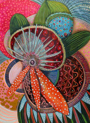 organic floral abstract mixed media art