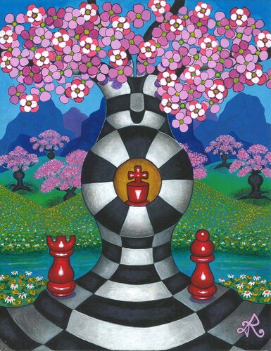 chess-themed painting by Roopa Dudley