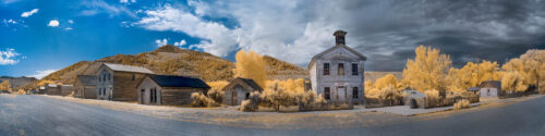 panoramic photo of an Old West ghost town