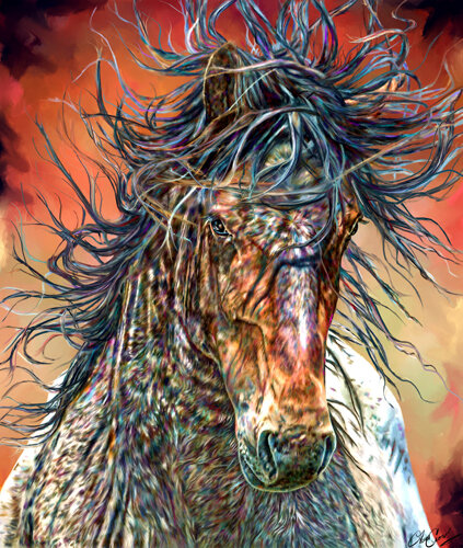 digital painting of a horse by equestrian artist Terri Crowley