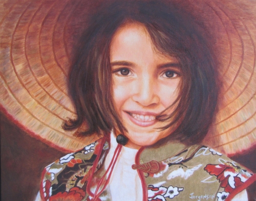 oil painting of a young girl in costume