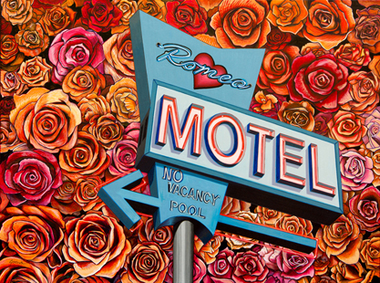 painting of a neon motel sign