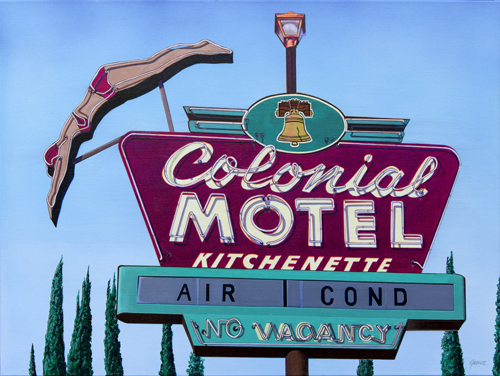 painting of a neon motel sign