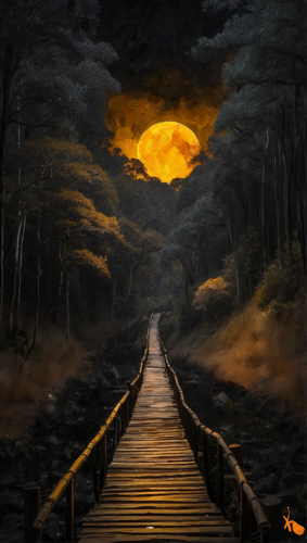 dramatic digital painting of a moonlit night