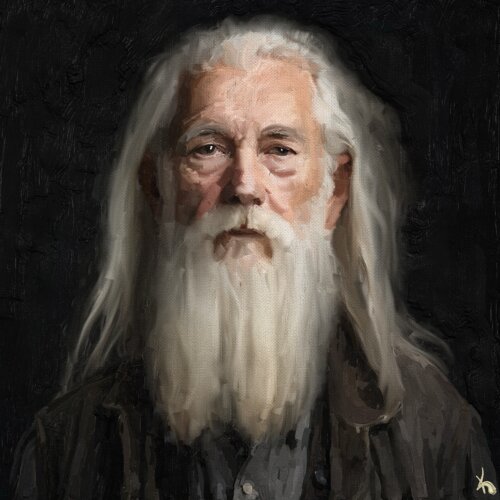 digital painting of an old man with a white beard