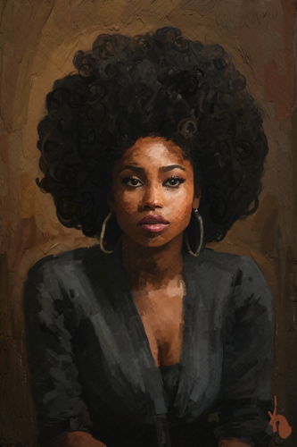 digital painting of a glamorous black woman