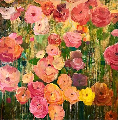 bright and happy floral oil painting