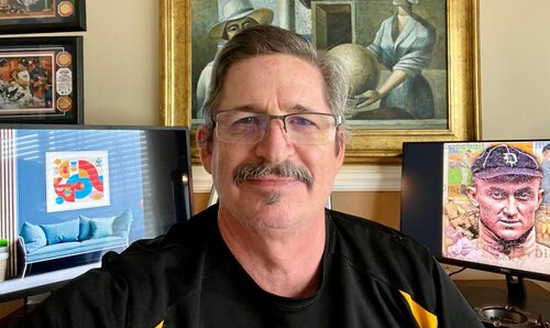 Photo of artist TB Murphy in studio