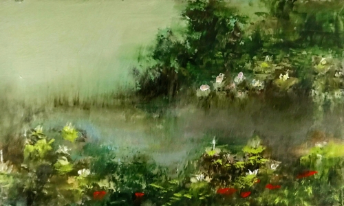 abstract landscape lush deep green 