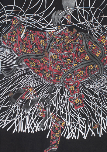 mezzotint print of an Indian butterfly dancer