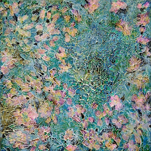 abstract painting of wildflowers