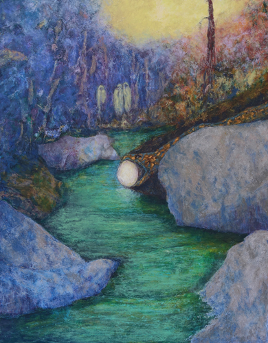 dreamlike ethereal painting in oil and cold wax