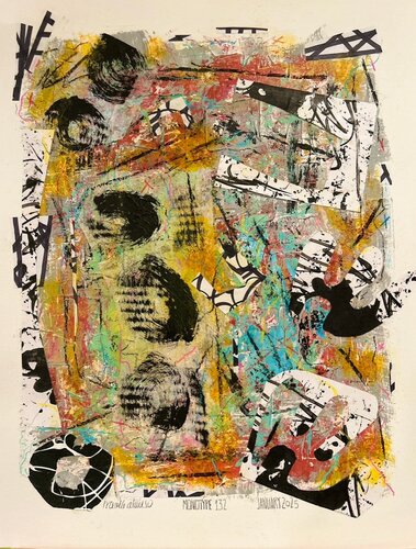 mixed media abstract artwork on paper