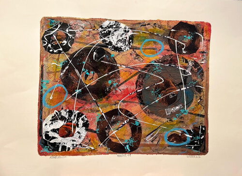 bold mixed media art printed on paper